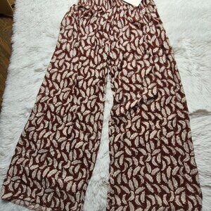 Wide Legged Flared Women's Pants, Sparkly Leaf Pattern, Small/Medium